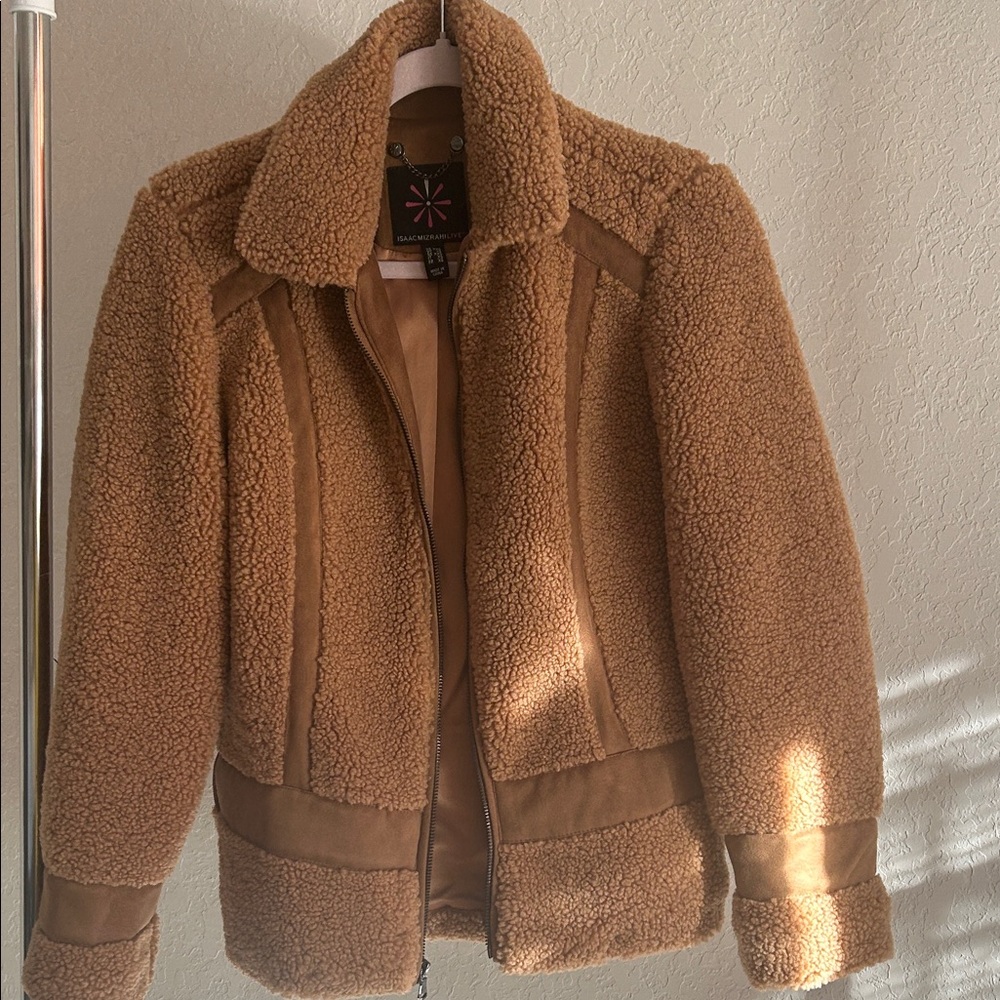 Isaac Mizrahi Beige Sherpa Jacket